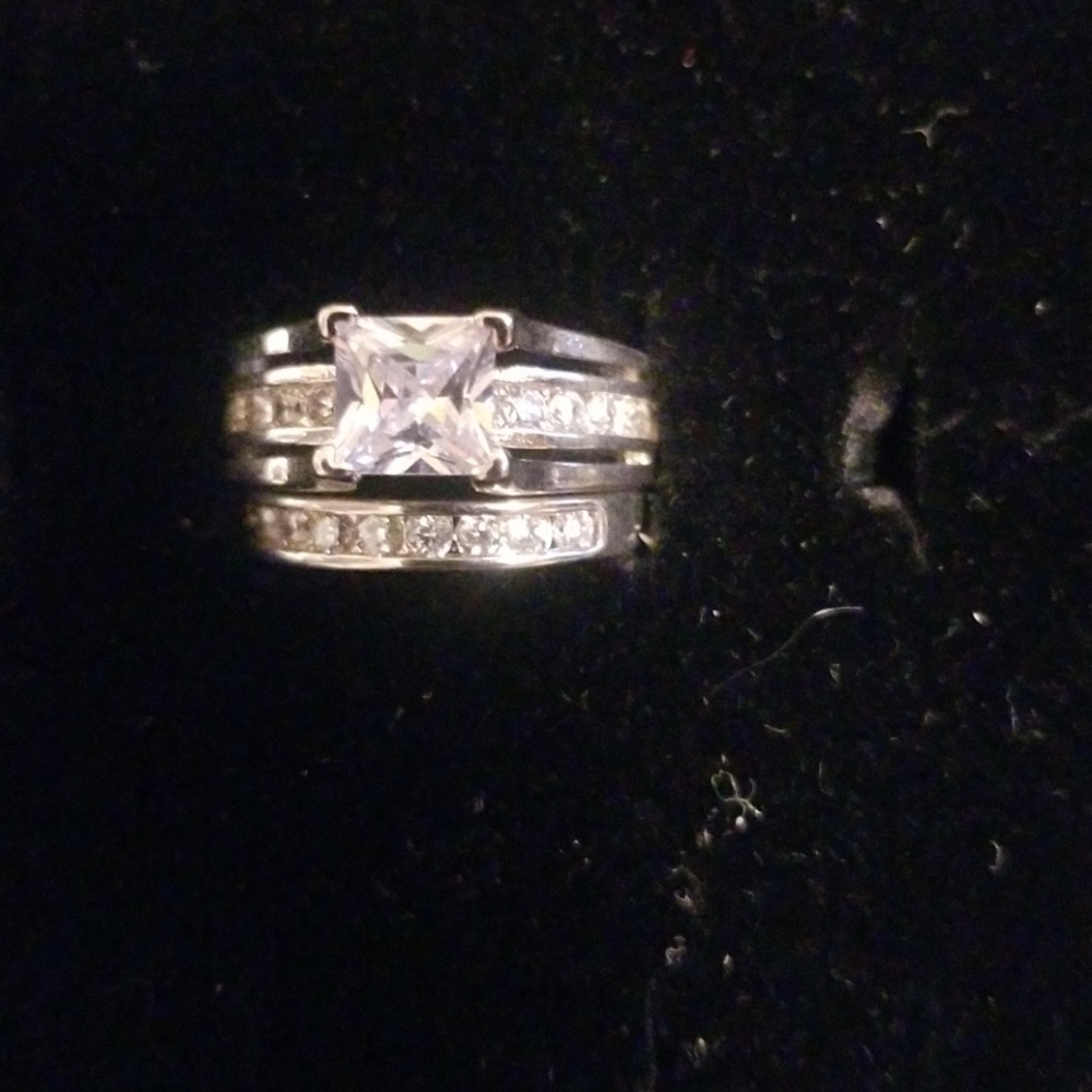 Double band Cathedral Princess Cut Ring